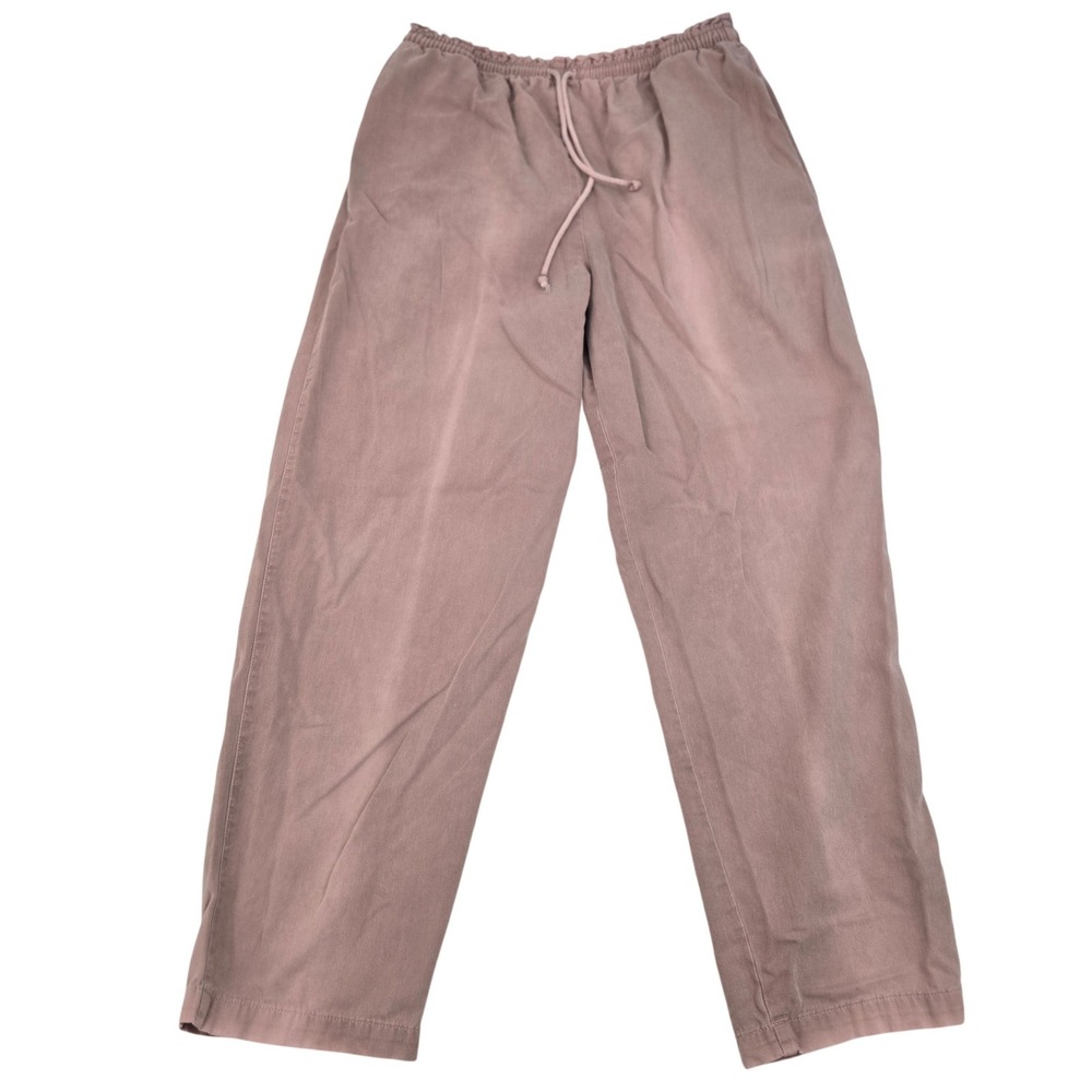 VTG Orvis Pants Women Medium Pink Made in USA Elastic Waist‎ Drawstring Tapered